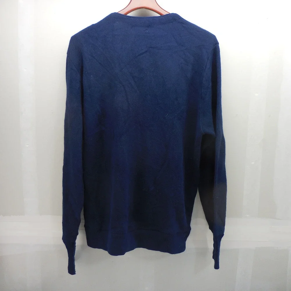 Vintage Izod Cardigan Sweater Mens XL Navy Blue Acrylic Knit V-Neck Button Front